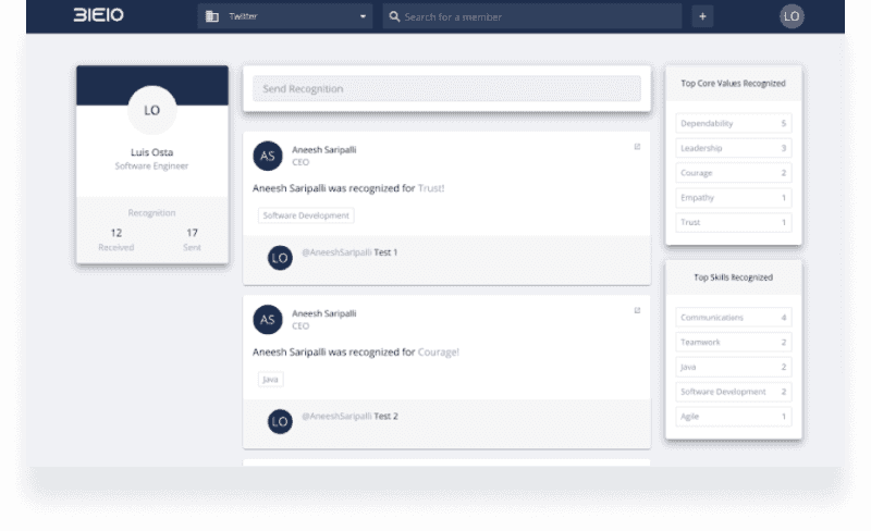 Empowering employees to provide each  other with meaningful recognition